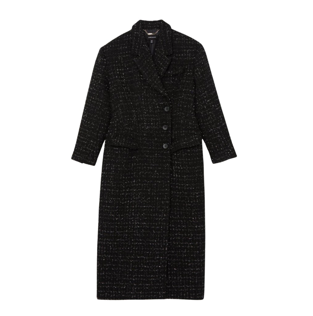 Karen Millen Metallic Texture Check Darted Waist Midaxi Tailored Coat