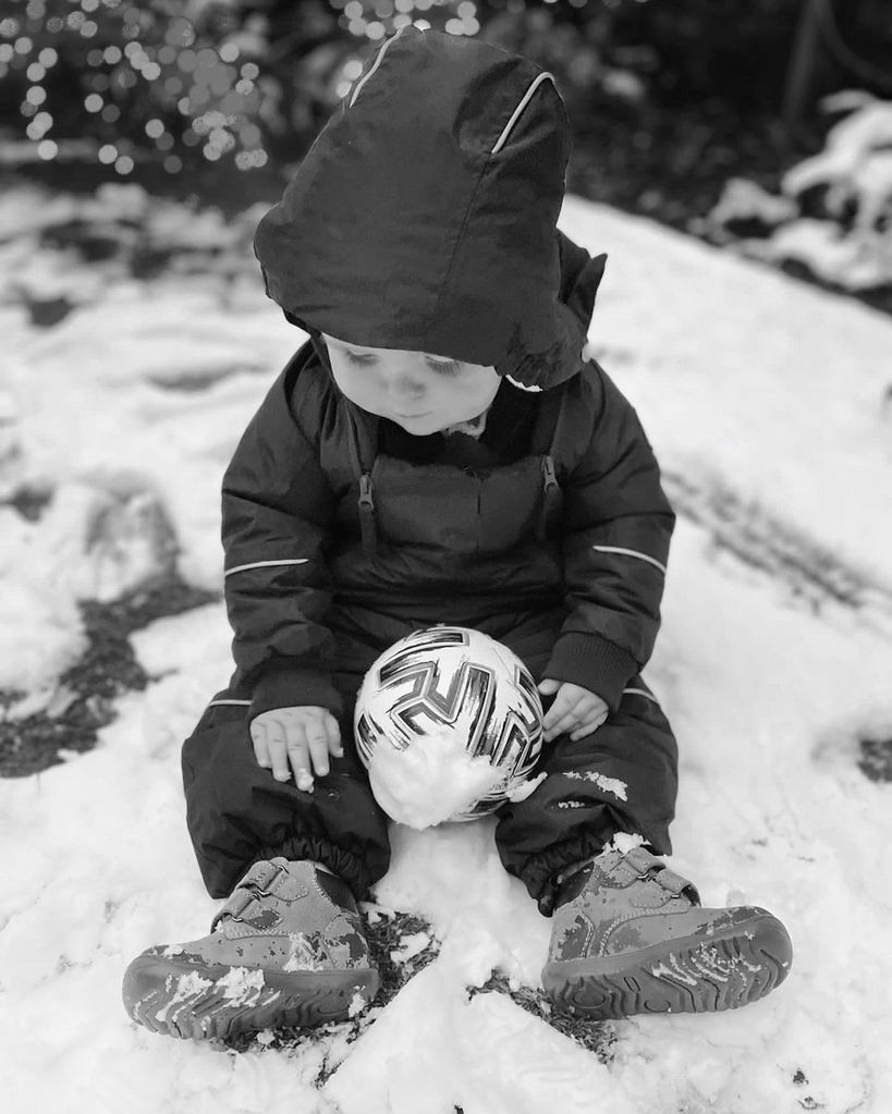 Jamie Redknapp's son Raphael with a football