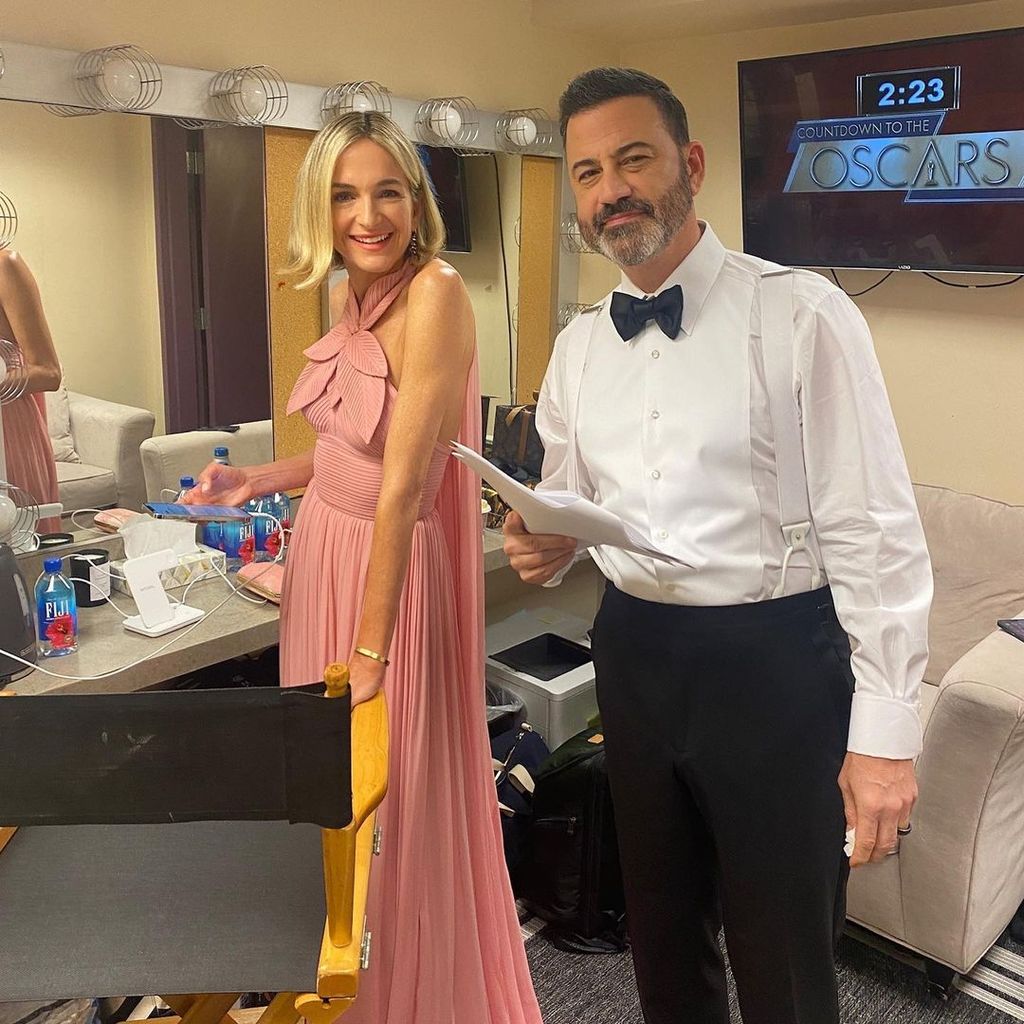 jimmy kimmel and wife molly mcnearney oscars backstage