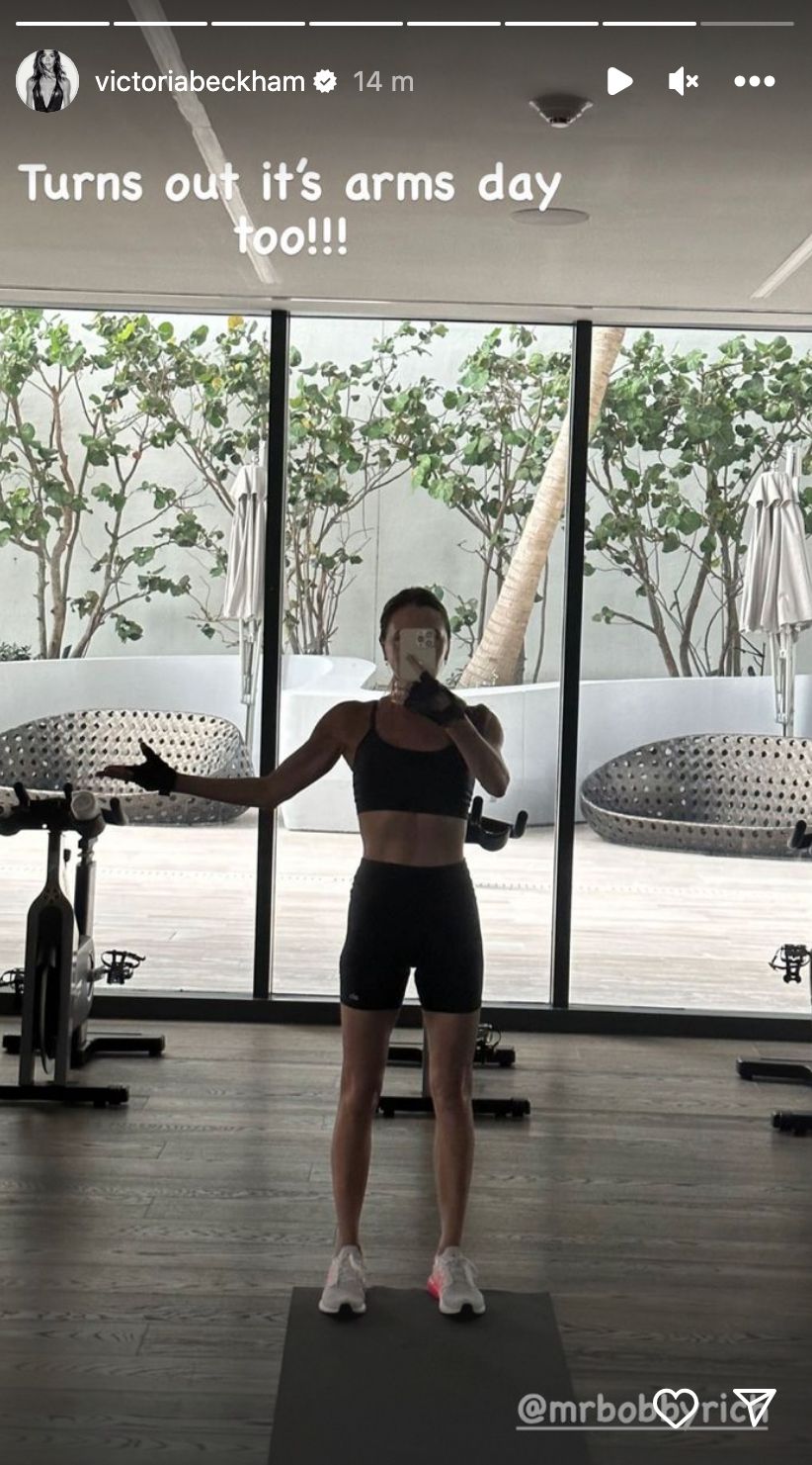 Victoria Beckham working out it Miami home. 