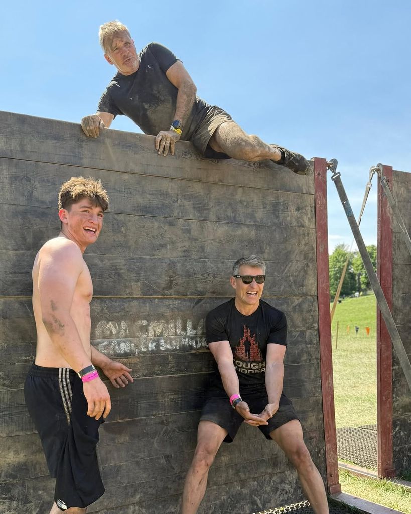 Ben Shephard taking part in Tough Mudder with his son, Sam