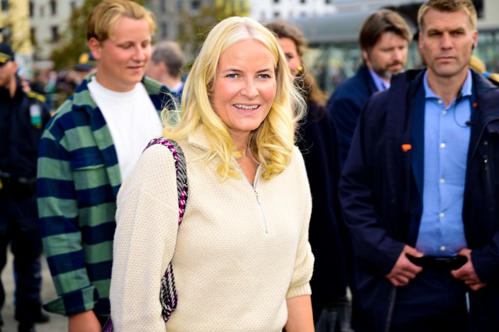 Mette-Marit, who is married to Märtha Louise's younger brother, opted for a casual ensemble for the occasion.