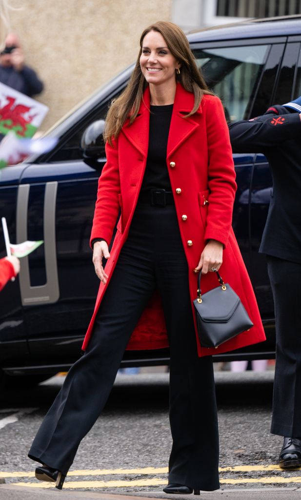 Princess Kate wears a red coat by LK Bennett to visit Wales in 2022