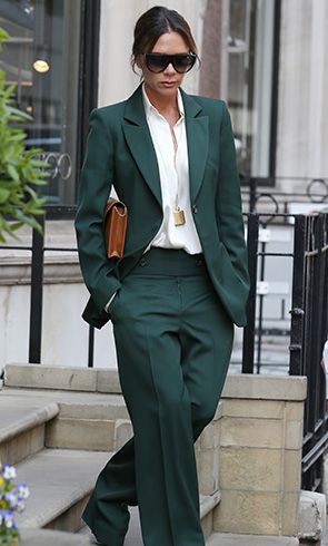 victoria beckham green suit scotts mayfair