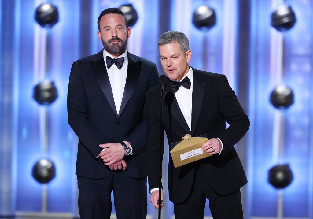 Ben Affleck and Matt Damon at the 81st Golden Globe Awards held at the Beverly Hilton Hotel on January 7, 2024 in Beverly Hills, California.