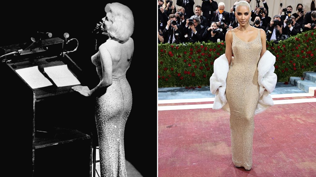 marilyn monroe and kim kardashian in same slinky dress