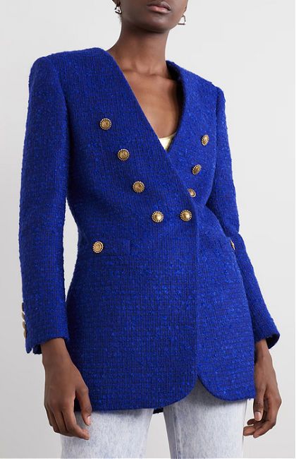 kate middleton blue chanel tweed designer dupe by saint laurent