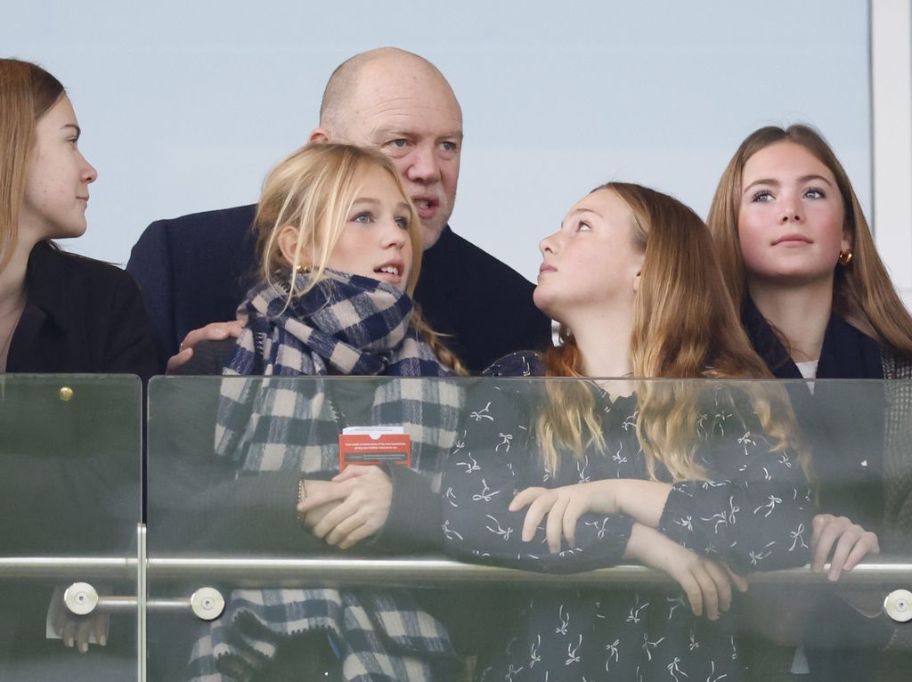 Mike Tindall and family at Cheltenham Racecourse.