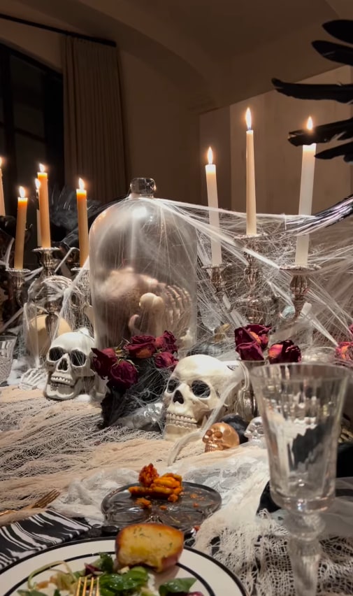 Kourtney Kardashian's dining table covered in Halloween decoration