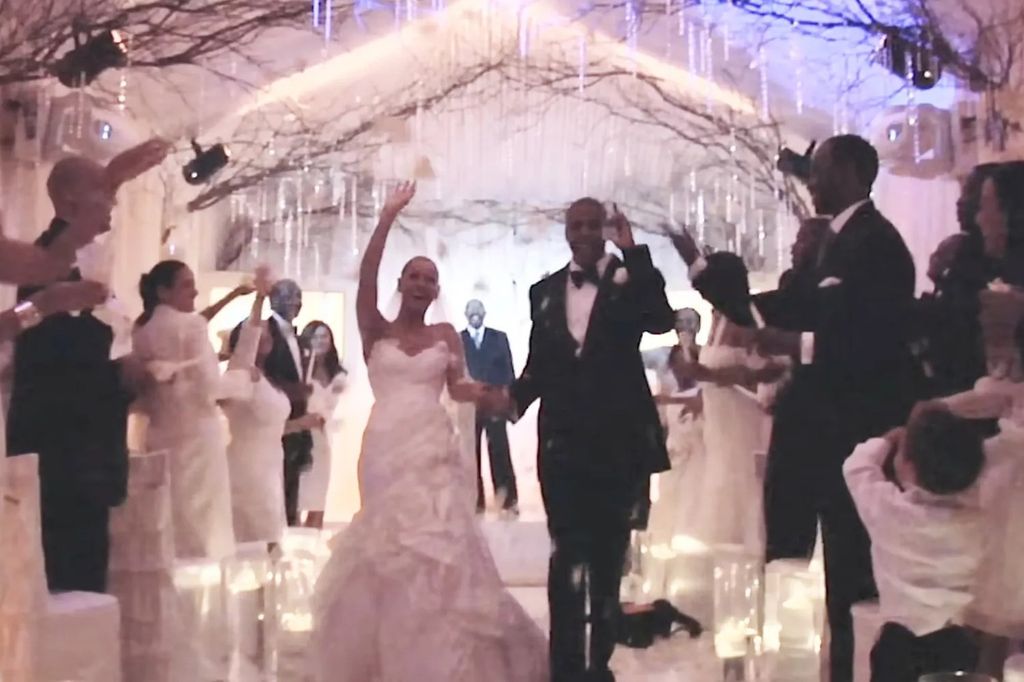 beyonce and jay z walking down the aisle after wedding