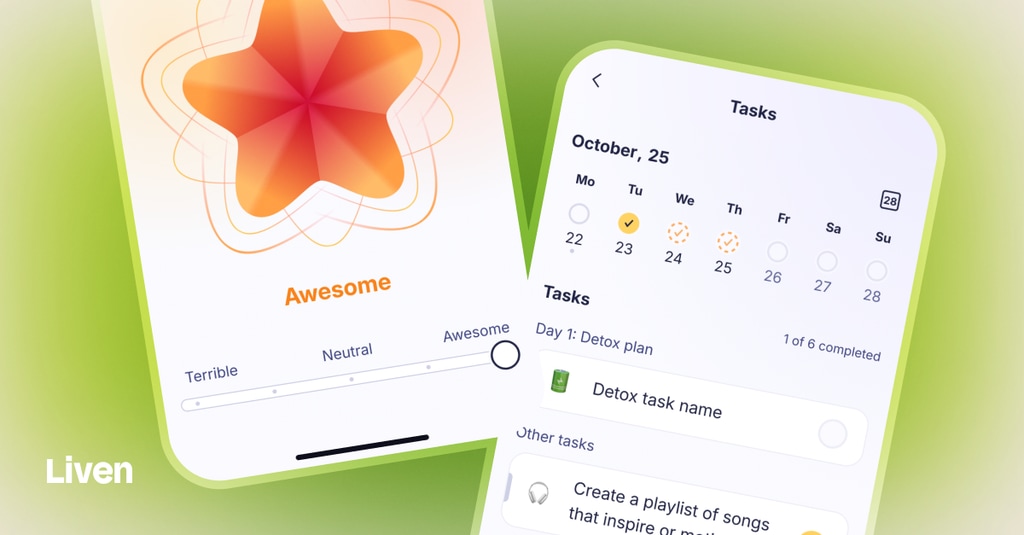Téléphones avec application Liven à l'écran