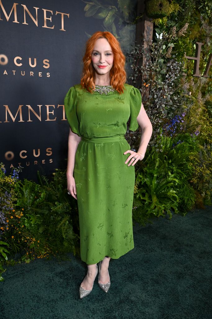 photo of christina hendricks in green dress 