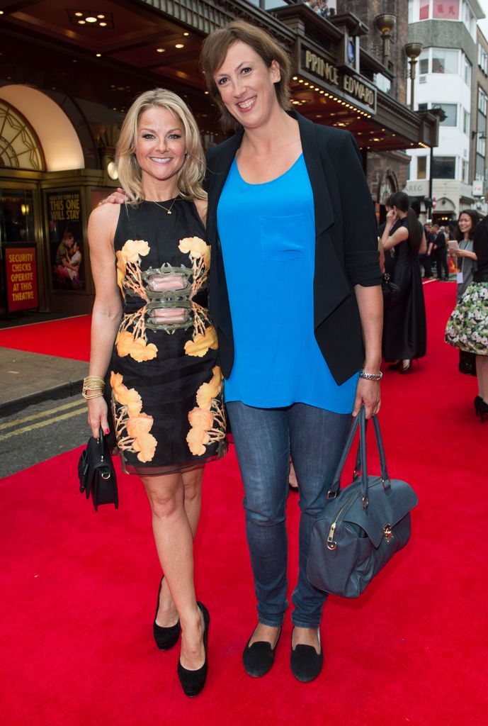 Sarah Hadland and Miranda Hart attend the press night performance of "Miss Saigon" in 2014