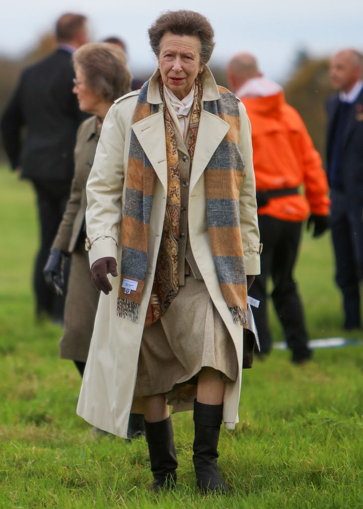 Princess Anne rocked a trench coat over a tweed skirt suit