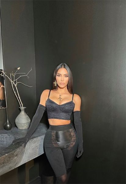 kim kardashian in black underwear granite bathroom
