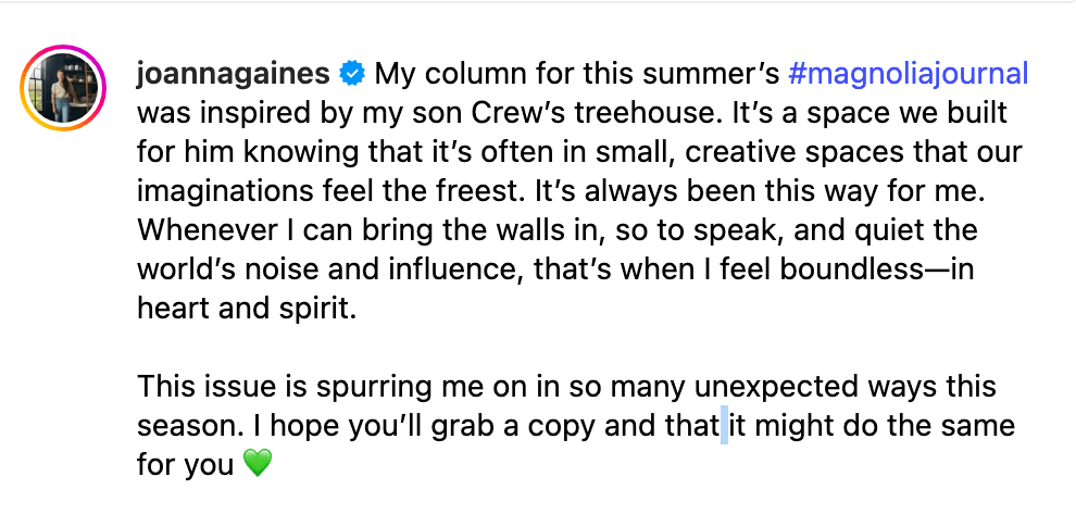 Joanna Gaines opened up about her son Crew's incredible space at their family home