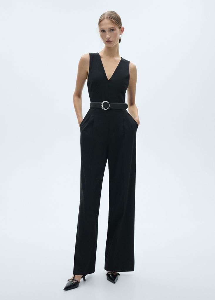 mango black sleeveless jumpsuit