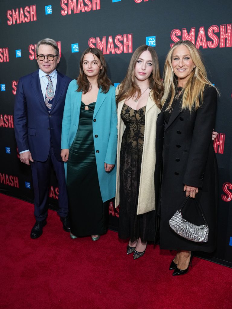 sarah jessica parker with daughters and husband at broadway smash opening
