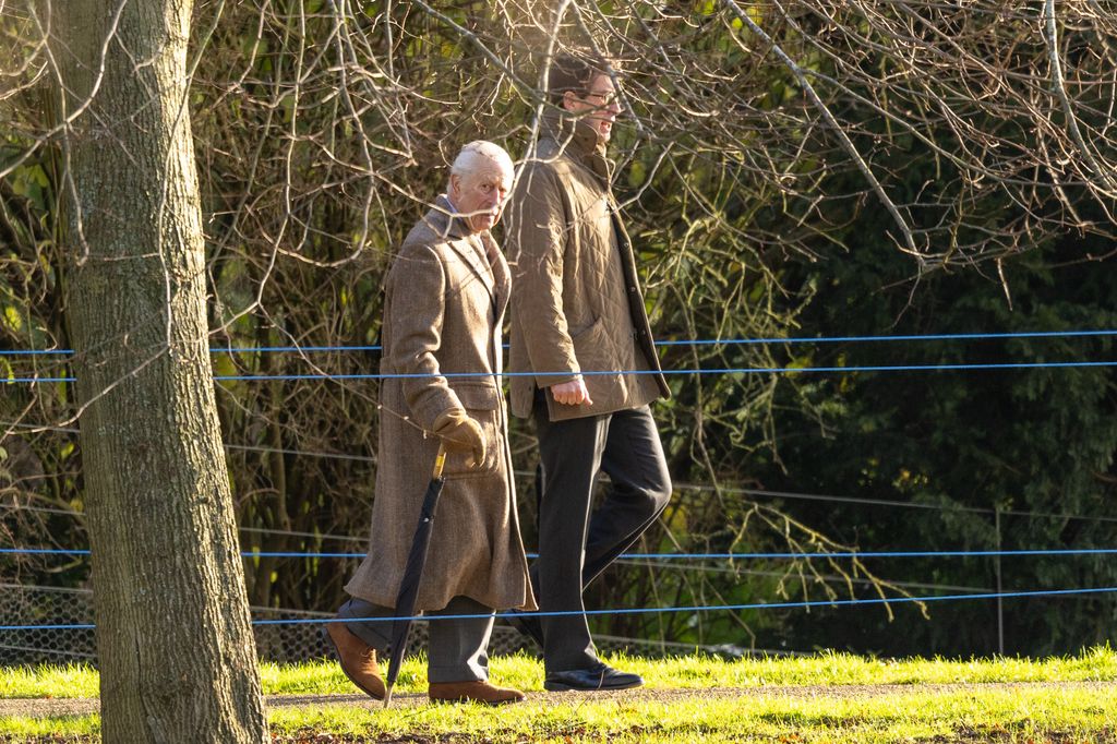 King Charles arriving for the morning service at St Mary Magdalene Church in Sandringham