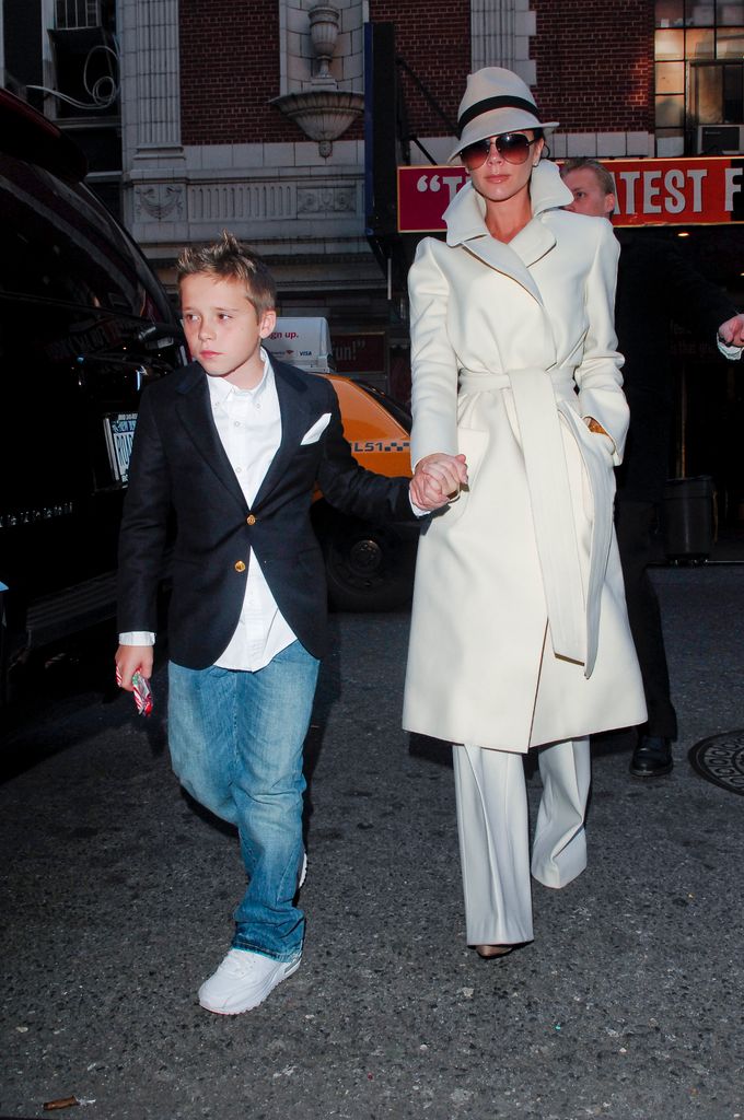 NEW YORK - NOVEMBER 28:  Brooklyn Beckham (L) and his mother Victoria Beckham attend "Jersey Boys" at the August Wilson Theater on November 28, 2008 in New York City.  (Photo by Ray Tamarra/Getty Images)