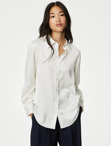 marks and spencer white satin shirt 