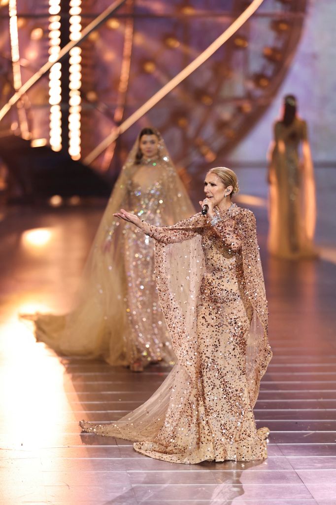 Celine Dion performed during the "The 1001 Season of Elie Saab" fashion show in Saudi Arabia