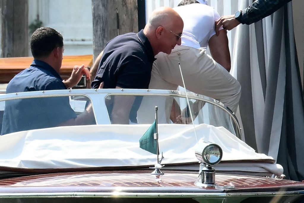 Amazon's founder Jeff Bezos arrives at the Aman Hotel in Venice