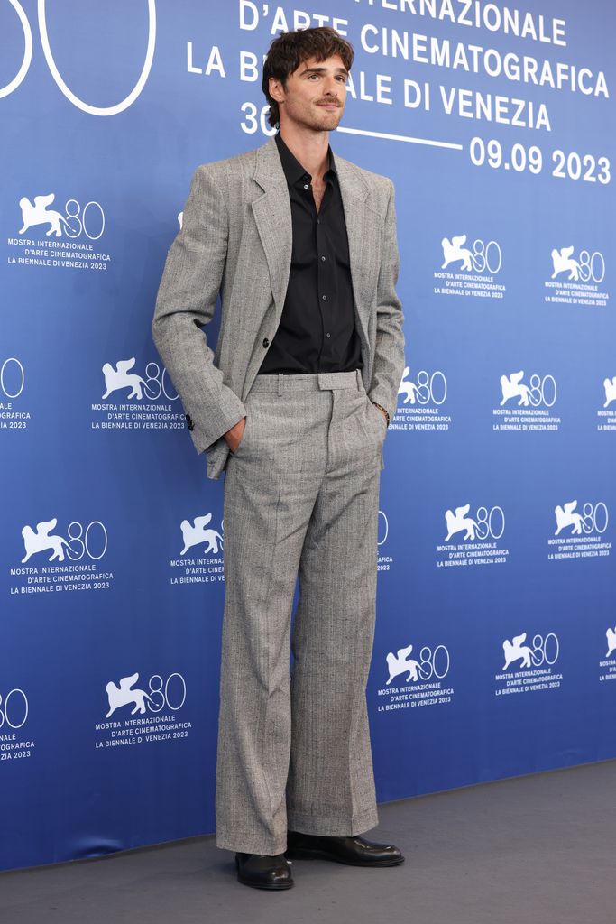 Jacob Elordi attends a photocall for the movie "Priscilla" at the 80th Venice International Film Festival 