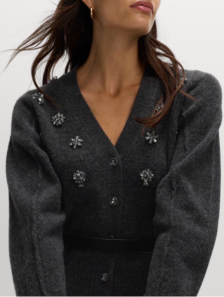 M&S Embellished V-Neck Cardigan with Wool