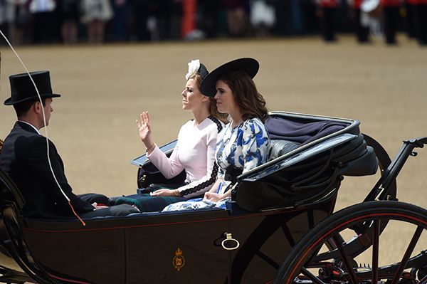 princess beatrice pink dress trooping the colour princess eugenie