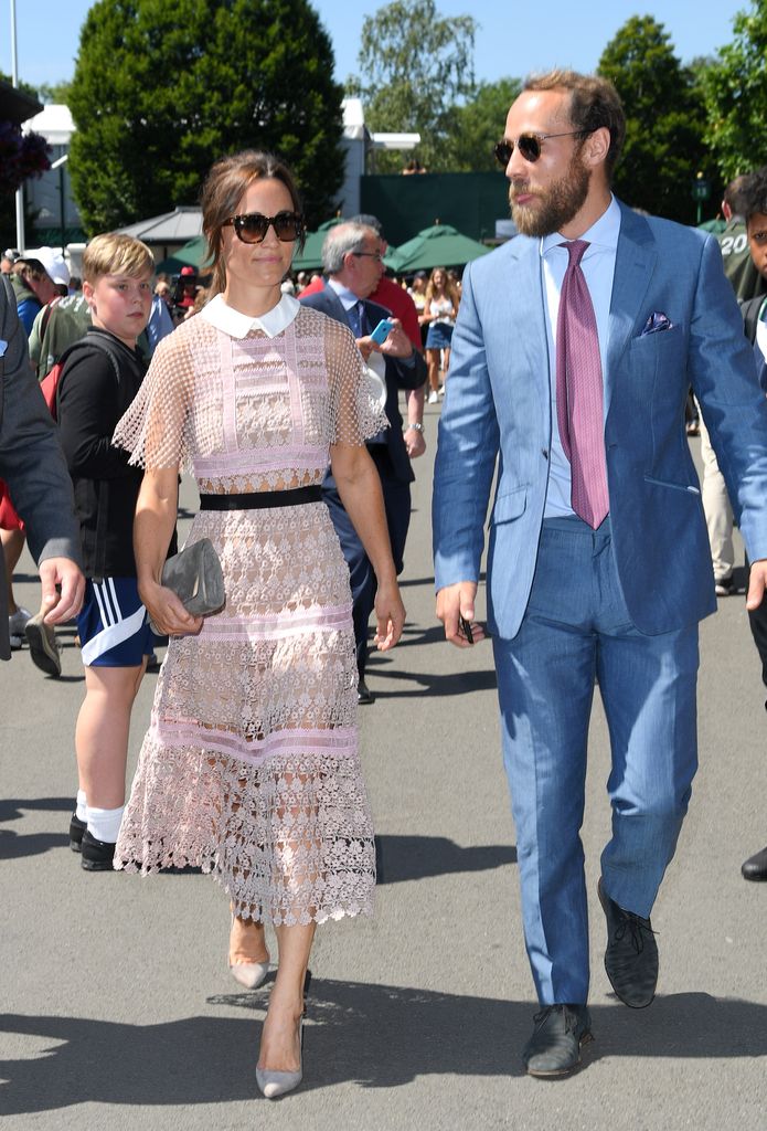 Pippa Middleton and James Middleton attends day three of the Wimbledon Tennis Championships at the All England Lawn Tennis and Croquet Club on July 5, 2017 in London, United Kingdom.