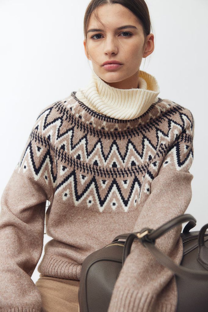 H&M Jacquard Knit Polo Neck Jumper