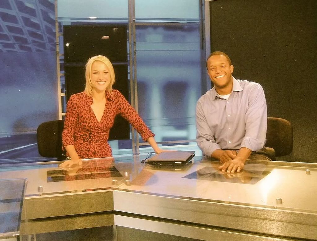 Craig Melvin and his wife Lindsay at the news desk