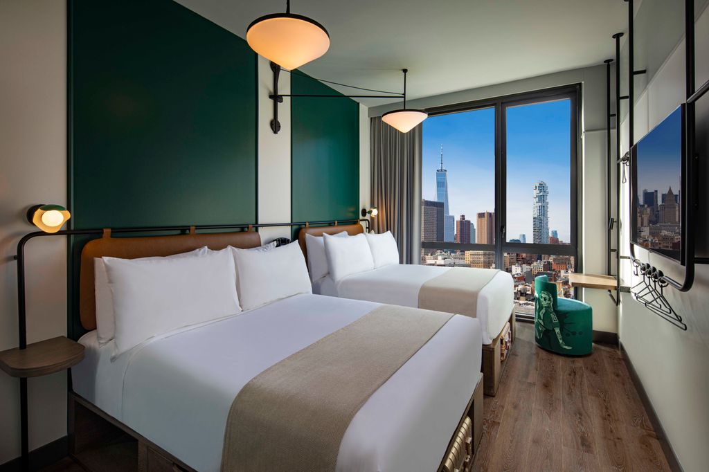 Interior of Moxy Lower East Side bedroom