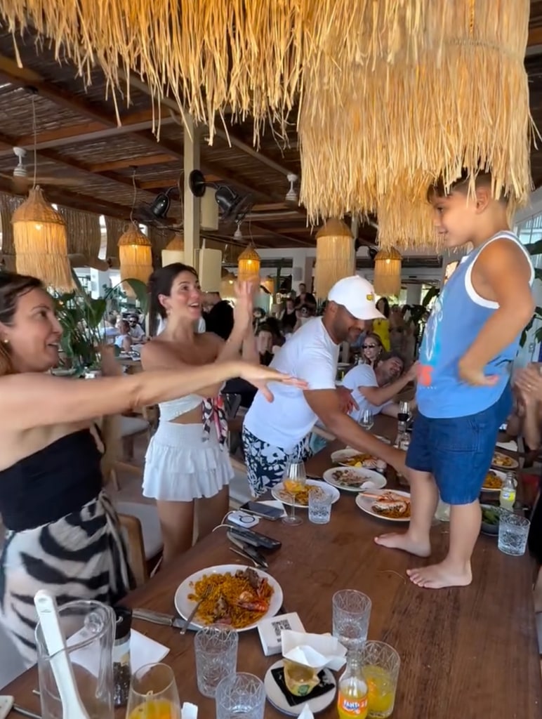 santiago eva longoria son dancing on table