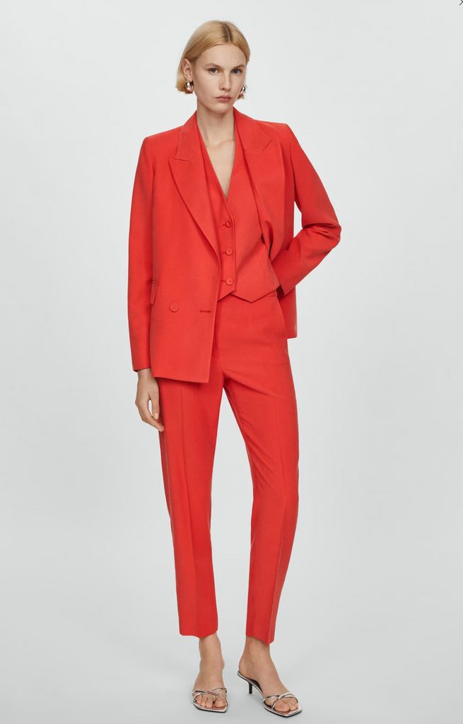 Mango red suit with waistcoat