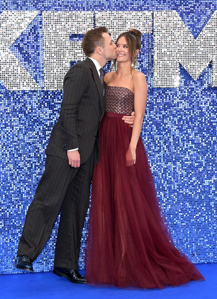 Emily Thomas and Taron Egerton at the Rocketman premiere