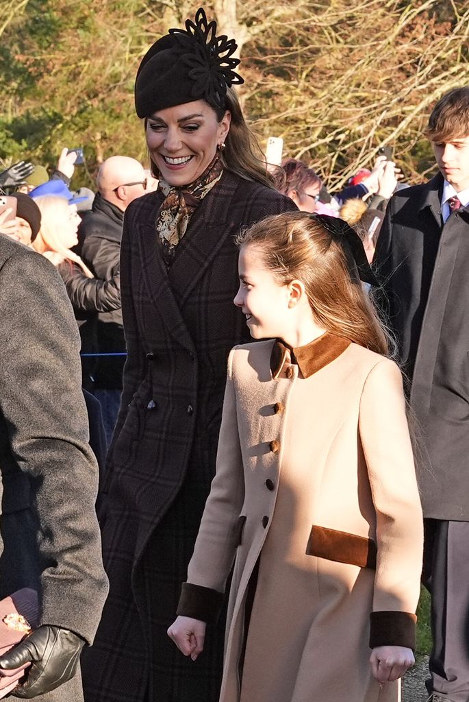 The Princess of Wales and Princess Charlotte attending the Christmas Day morning church service at St Mary Magdalene Church in Sandringham, Norfolk