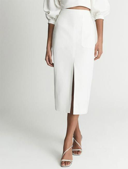 reiss white linen skirt