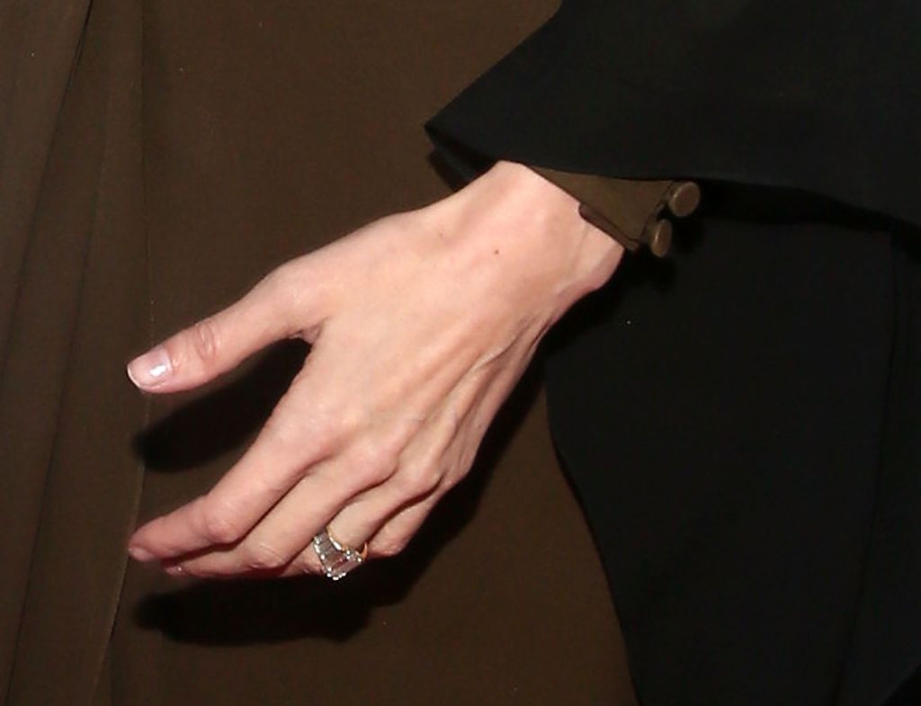 Angelina Jolie's hand up close with ring