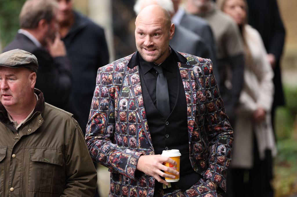 Tyson Fury waiitng outside Manchester Cathedral