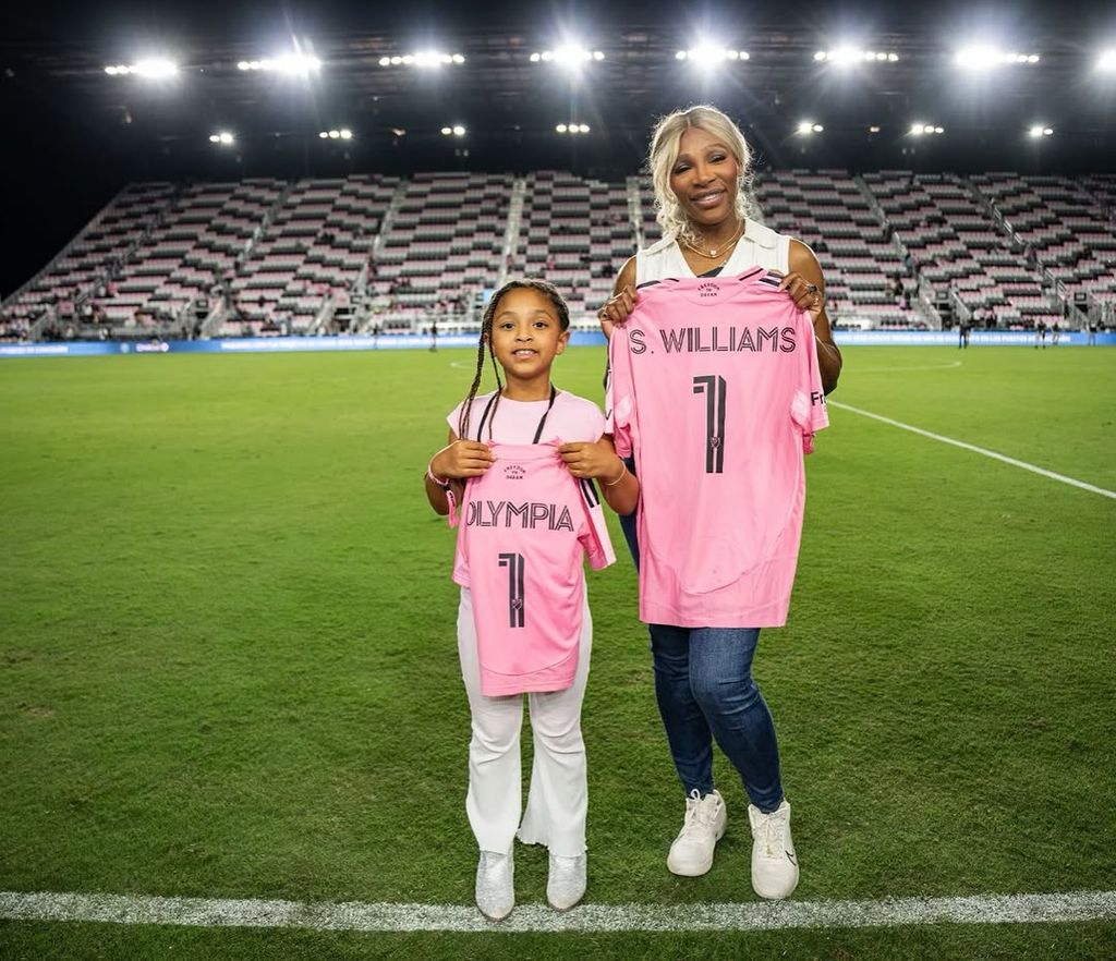 Olympia joined her mom on the pitch