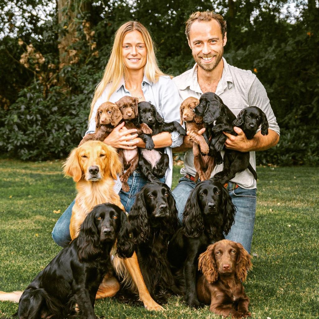 James middleton and wife with over 10 puppies