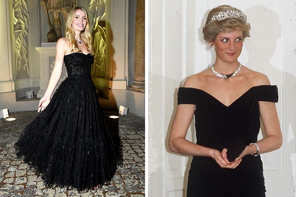 Lady Kitty Spencer And Princess Diana In Black Dresses