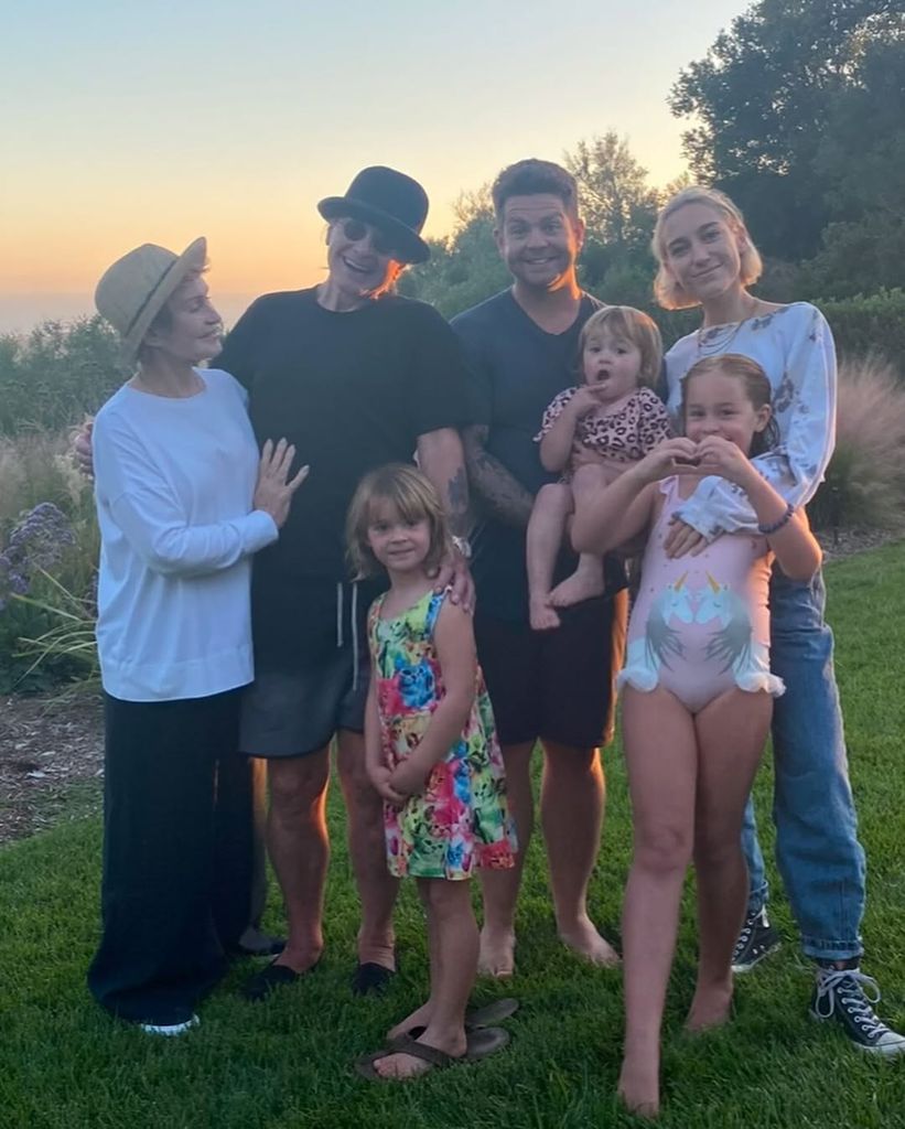 Ozzy and Sharon Osbourne pose for a photo with their son Jack and his wife Aree, plus three of his daughters, shared on Instagram