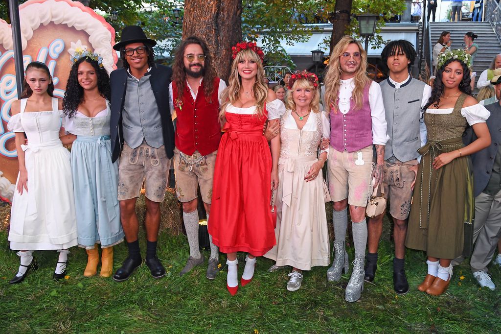 Heidi Klum, Erna Klum, Tom Kaulitz, Bill Kaulitz, Leni Klum, Johan Samuel, Lou Samuel, Henry Samuel and Kayla Betulius attend the "Heidifest by Heidi Klum" at HofbrÃ¤uhaus Munich on September 18, 2025 in Munich, Germany