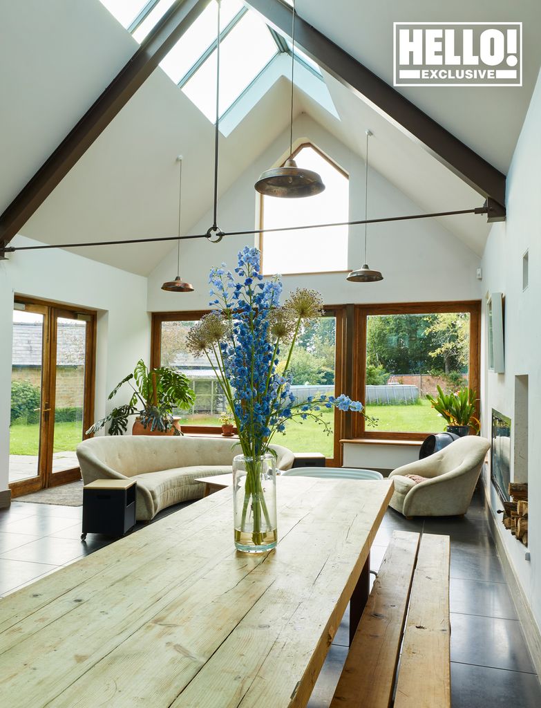 Blur star Alex James's airy and bright kitchen at farmhouse in Kingham, Oxfordshire 