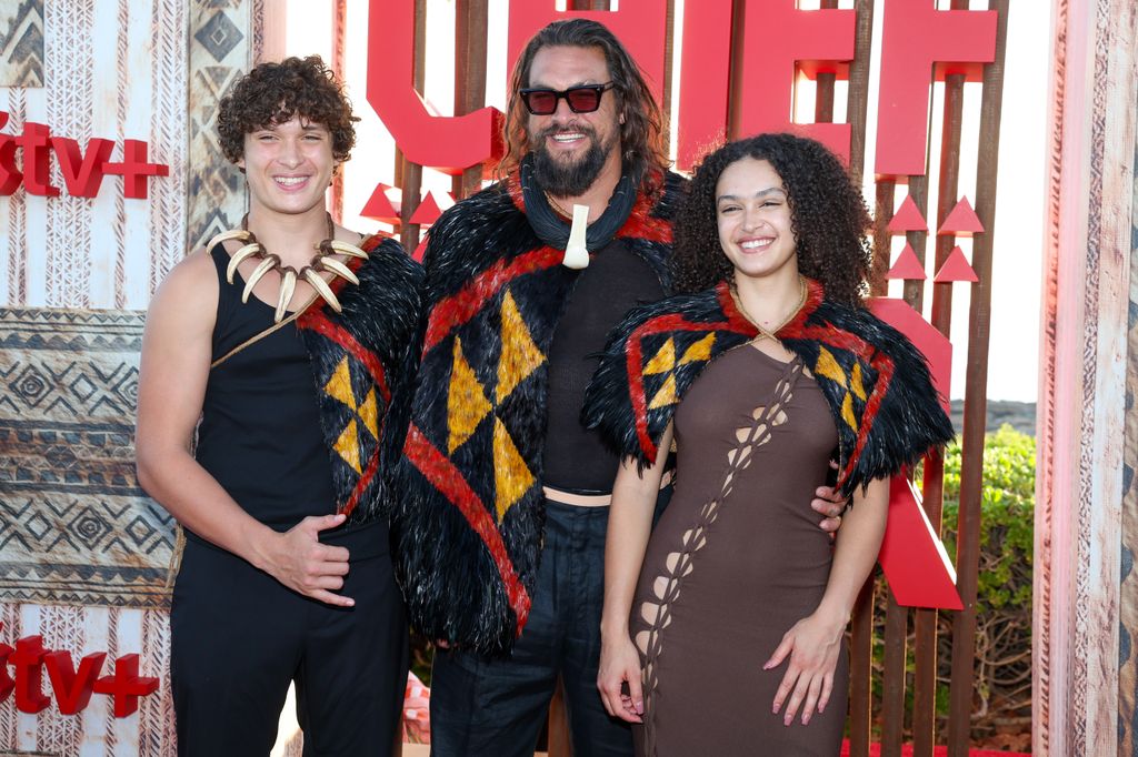 Nakoa-Wolf Momoa, Jason Momoa and Lola Momoa at the world premiere of "Chief of War"