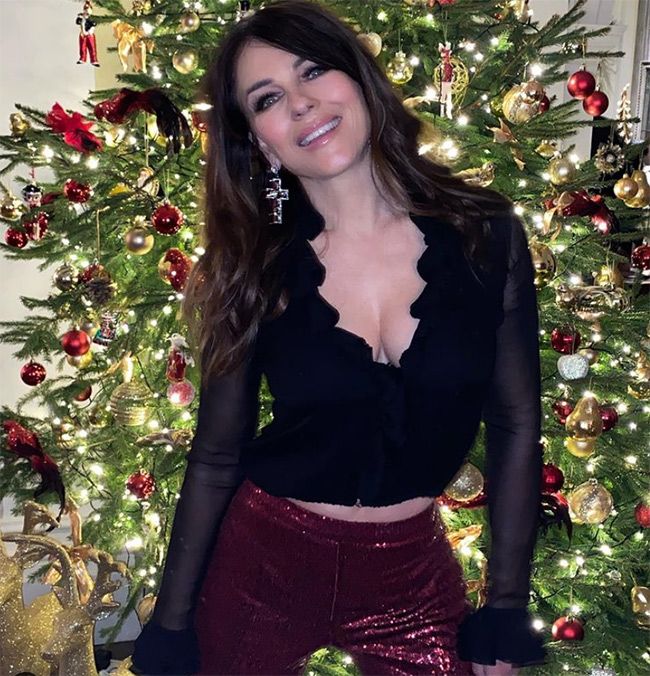 elizabeth hurley christmas outfit