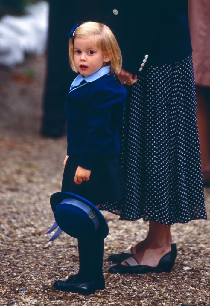 WINDSOR, UNITED KINGDOM, SEPTEMBER 11: Princess Beatrice attends her first day at Upton House School in Windsor, Berkshire. on September 11, 1991 in Windsor, United Kingdom. (Photo by Julian Parker/UK Press via Getty Images)